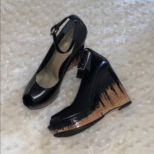 Black Nine West Wedge shoe with ankle strap